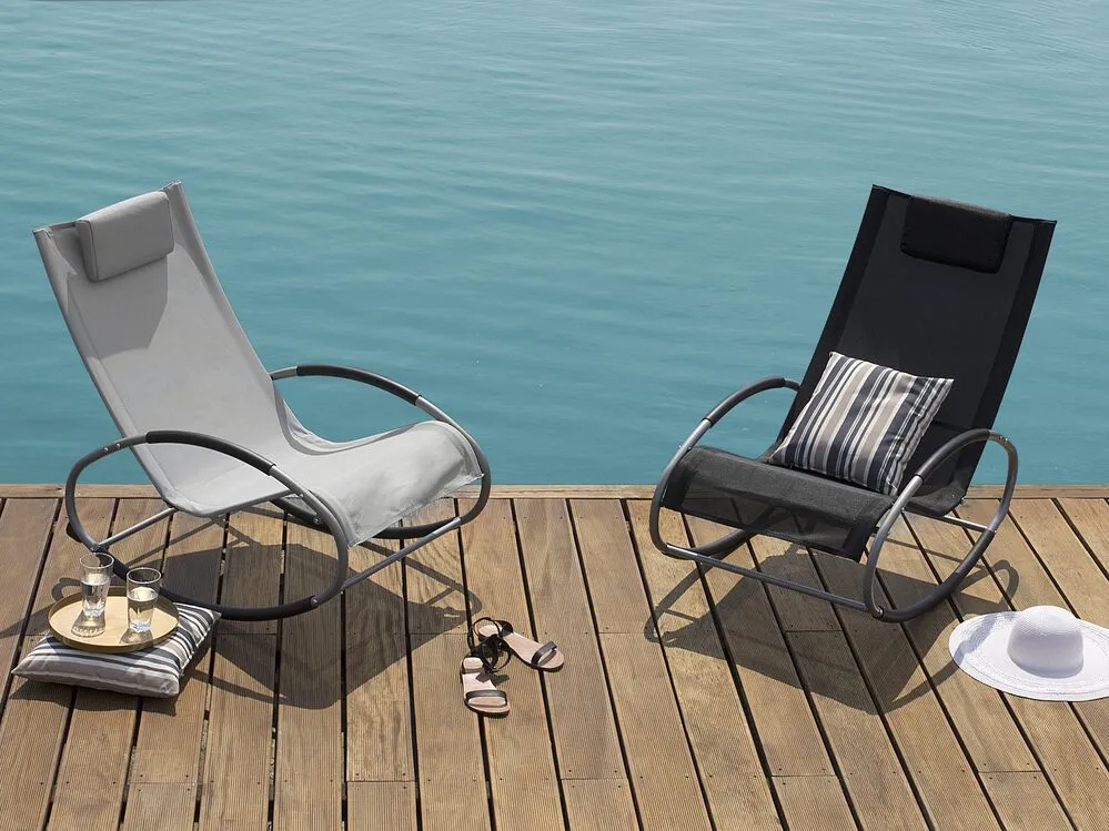 Rocking Sun Lounger Black CAMPO