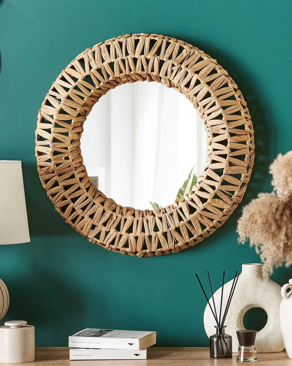 SABAOI Wall Mirror 58 cm 58 cm Natural Wood