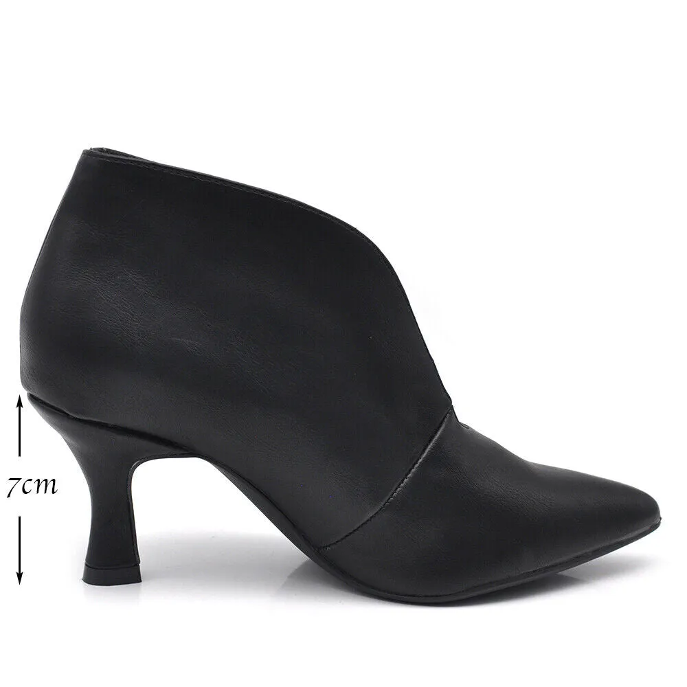 Scarpe Stivali Stivaletti Tronchetto Da Donna Con scollo a V Tacco Punta MP413-6