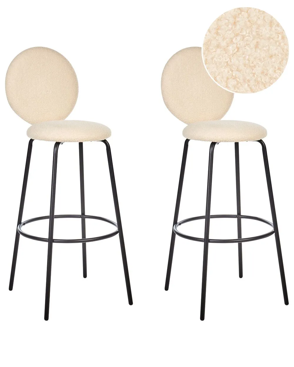 Set di 2 sedie alte EMERY Bouclé Beige chiaro