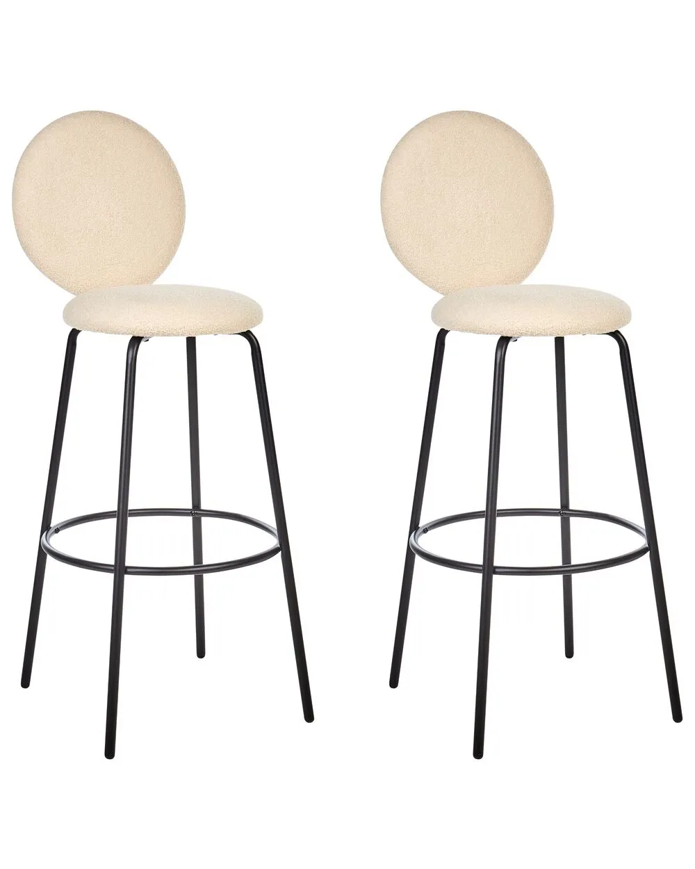 Set di 2 sedie alte EMERY Bouclé Beige chiaro