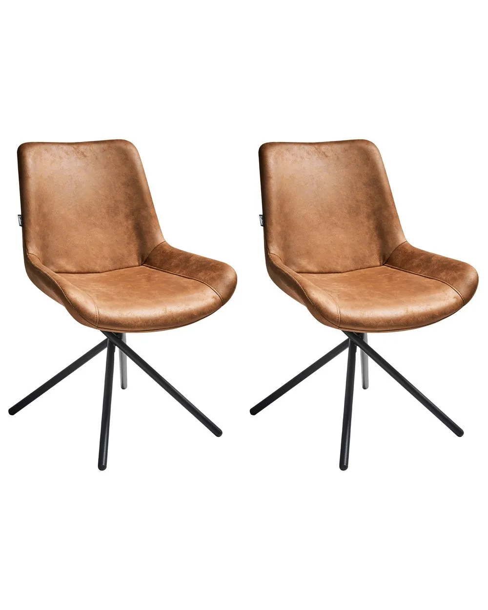 Set of 2 Dining Chairs HAILEY Golden Brown Faux Suede