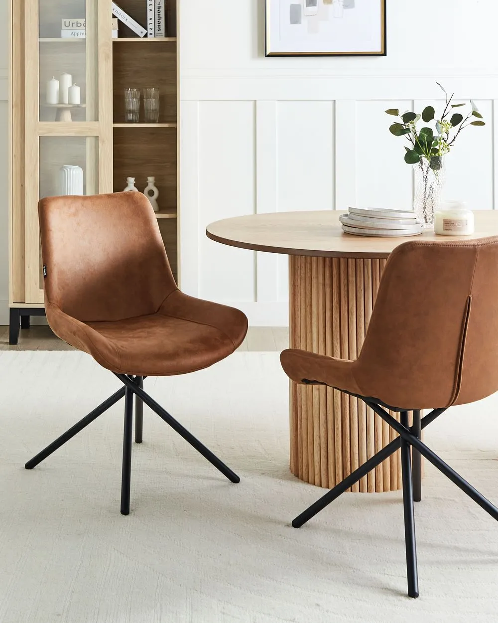 Set of 2 Dining Chairs HAILEY Golden Brown Faux Suede