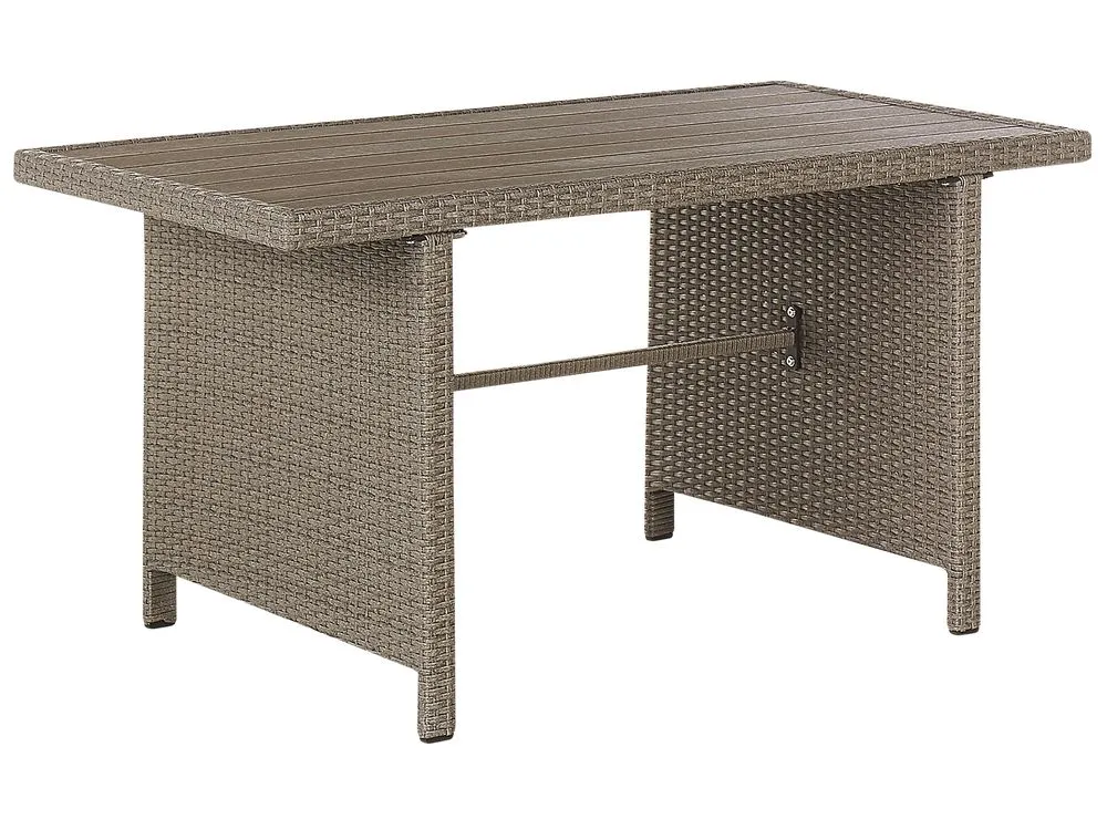 Set salotto da giardino con tavolo e pouf 5 posti FONTI con cuscini Tortora