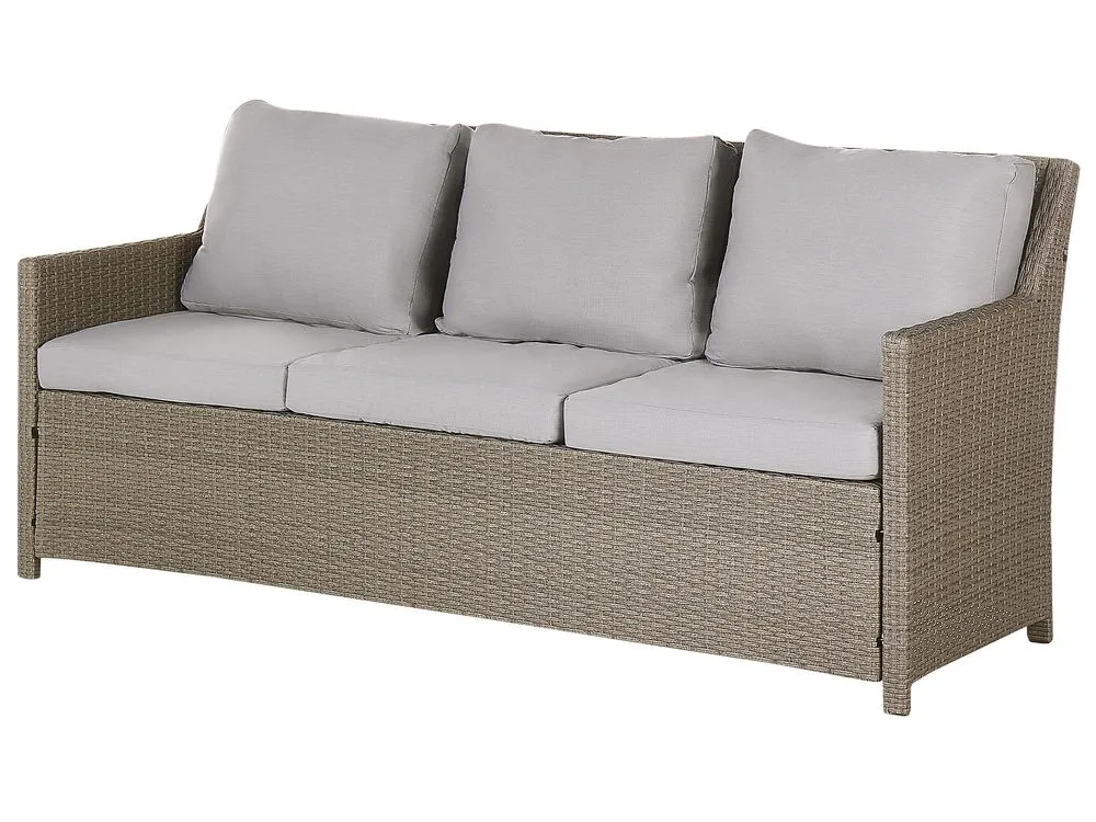 Set salotto da giardino con tavolo e pouf 5 posti FONTI con cuscini Tortora
