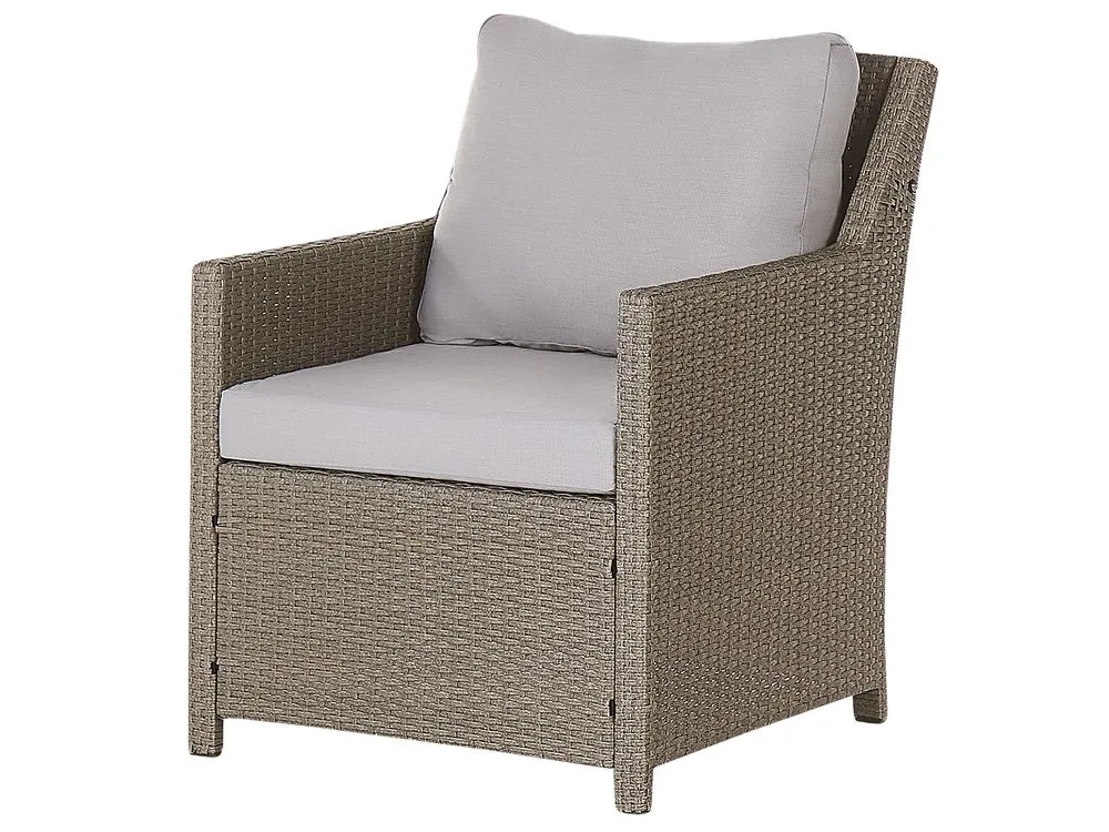 Set salotto da giardino con tavolo e pouf 5 posti FONTI con cuscini Tortora