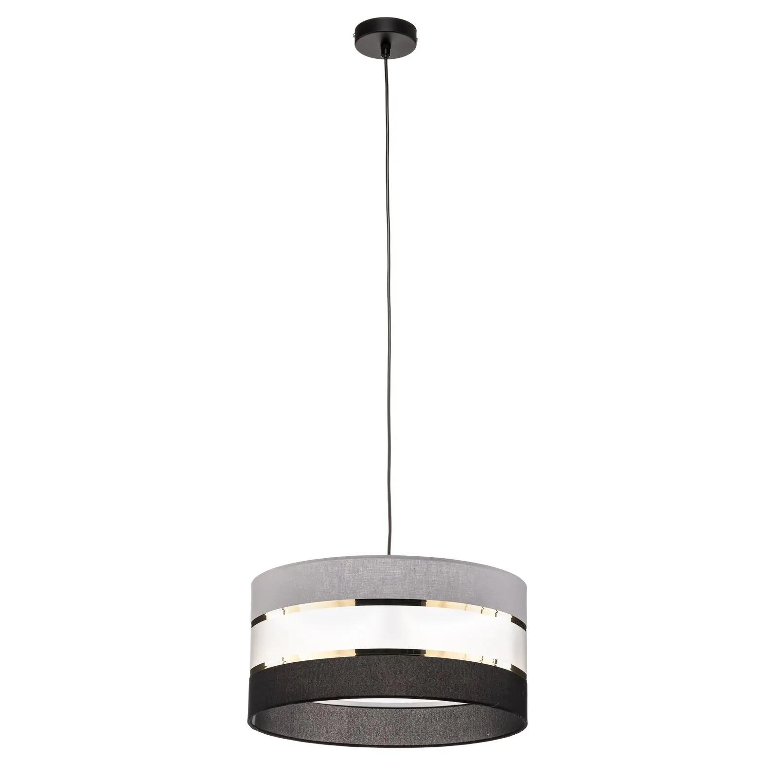 Sospensione Helen tessuto grigio-nero-oro Ø 40 cm