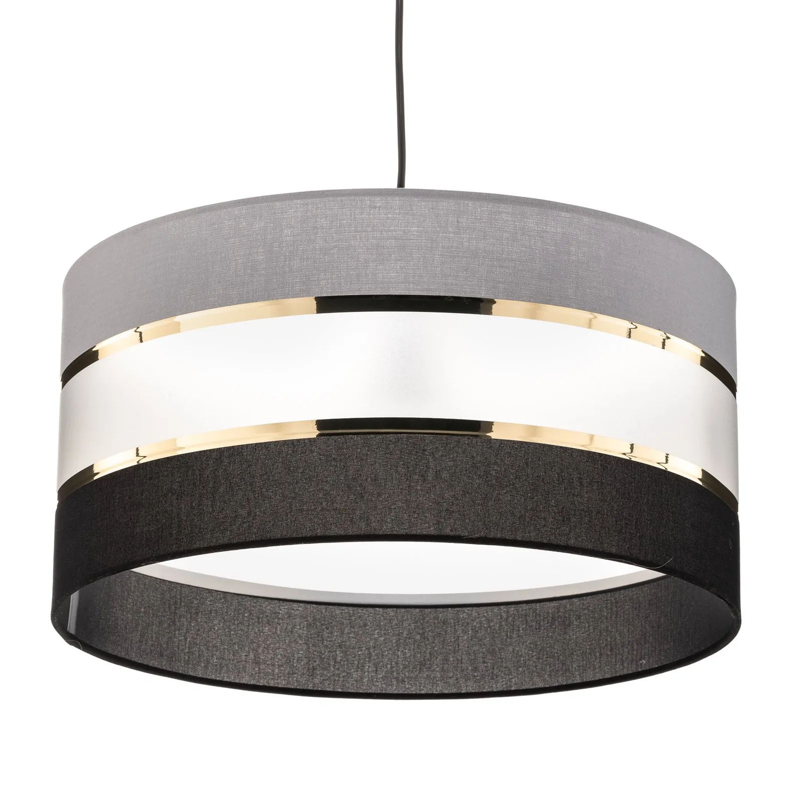 Sospensione Helen tessuto grigio-nero-oro Ø 40 cm