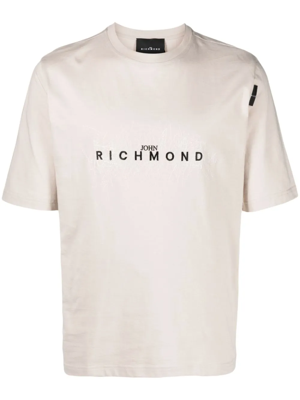 t-shirt beige logo ricamato