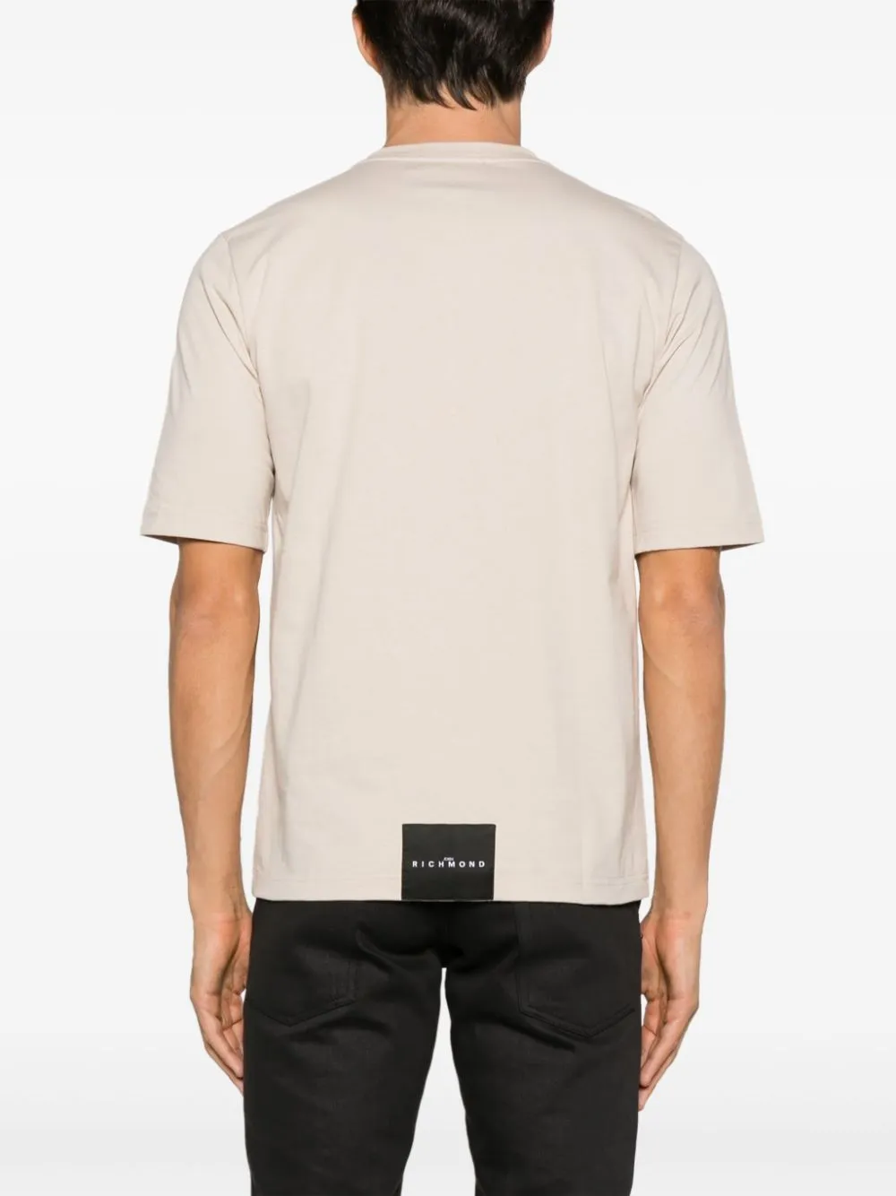 t-shirt beige logo ricamato