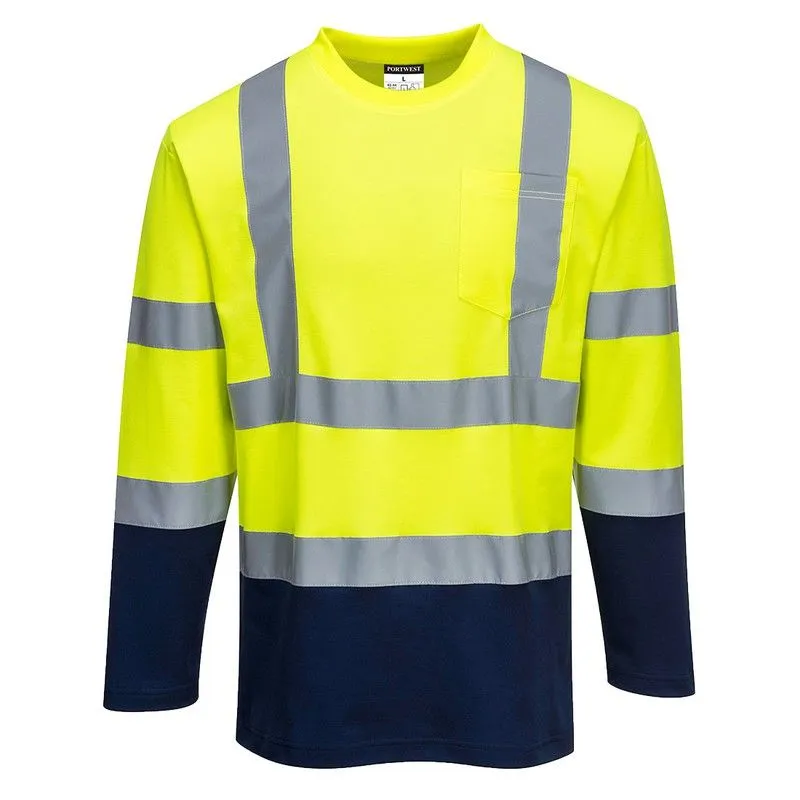 T-Shirt Bicolore Cotton Comfort maniche lunghe Hi-Vis