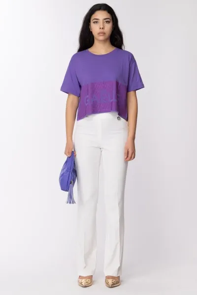 T-shirt con strass e logo Ametista