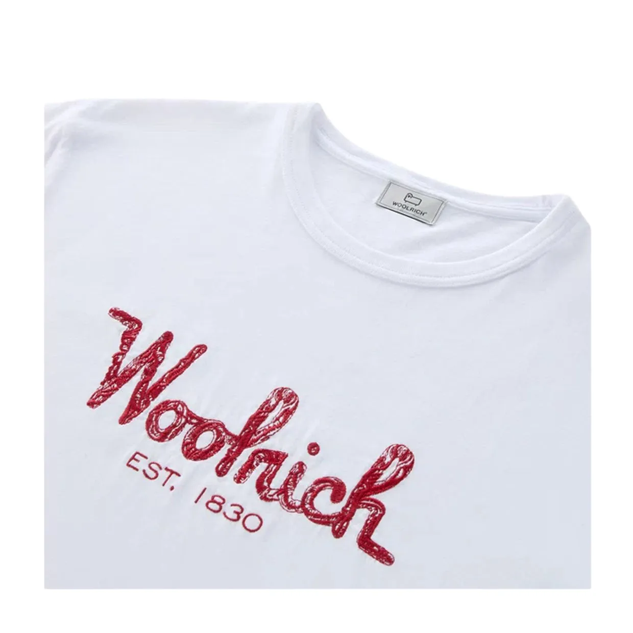 T-shirt Uomo Woolrich Ricamo Bianco