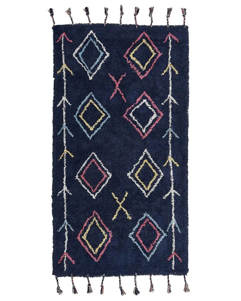Tappeto cotone nero e multicolore 80 x 150 cm CORUM