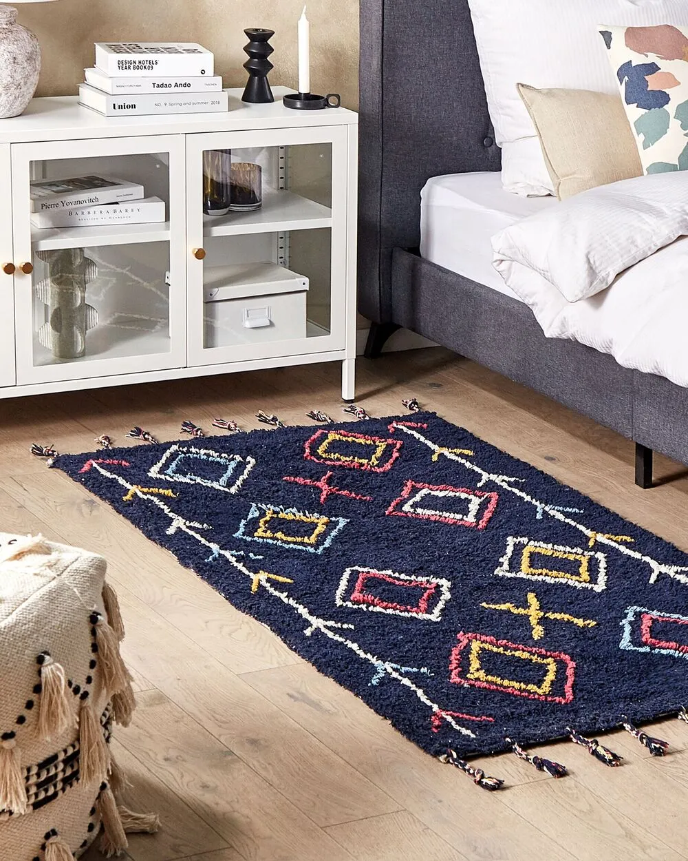 Tappeto cotone nero e multicolore 80 x 150 cm CORUM