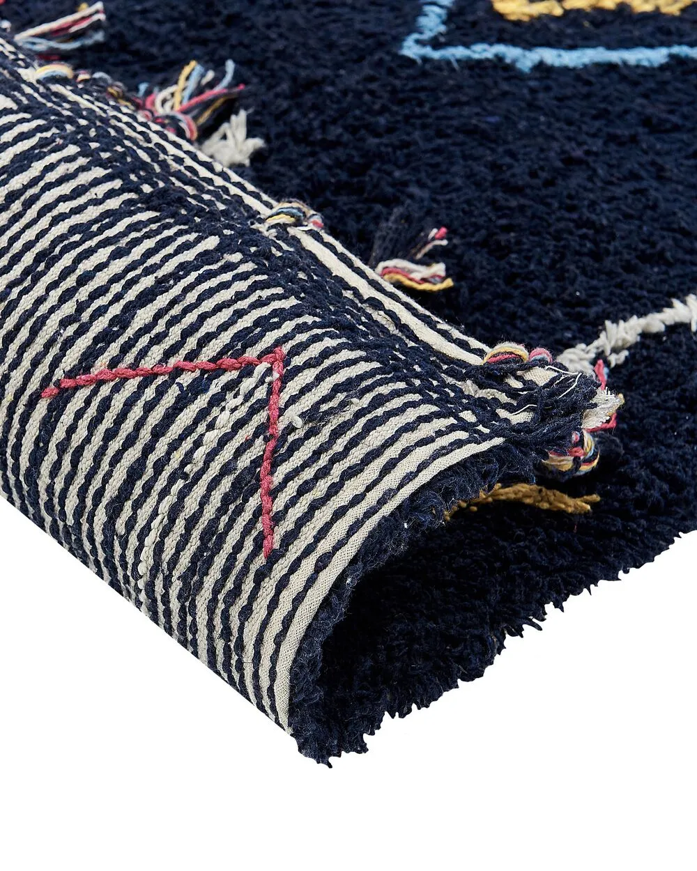 Tappeto cotone nero e multicolore 80 x 150 cm CORUM