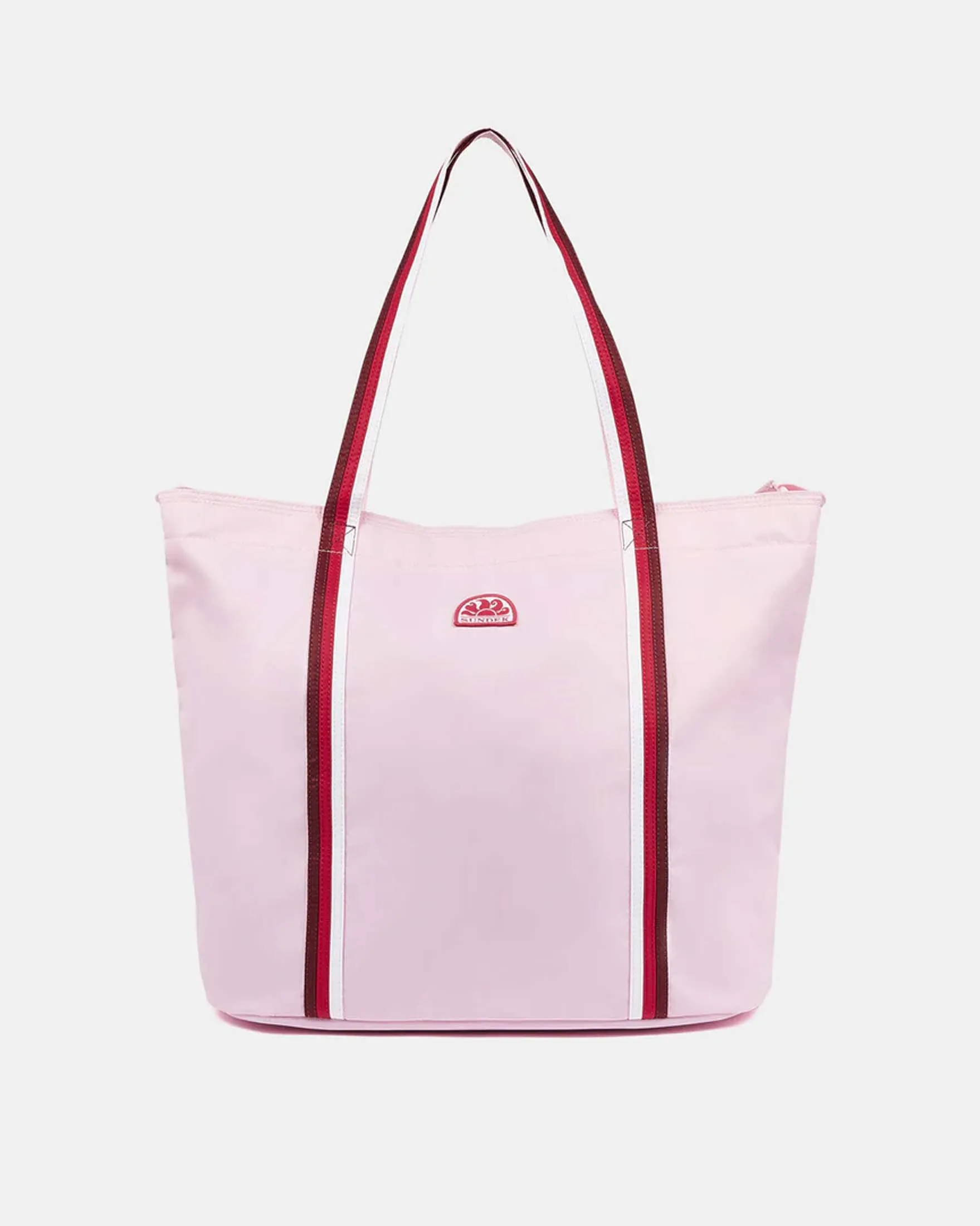 Tote bag grande rosa chiaro con manici fucsia