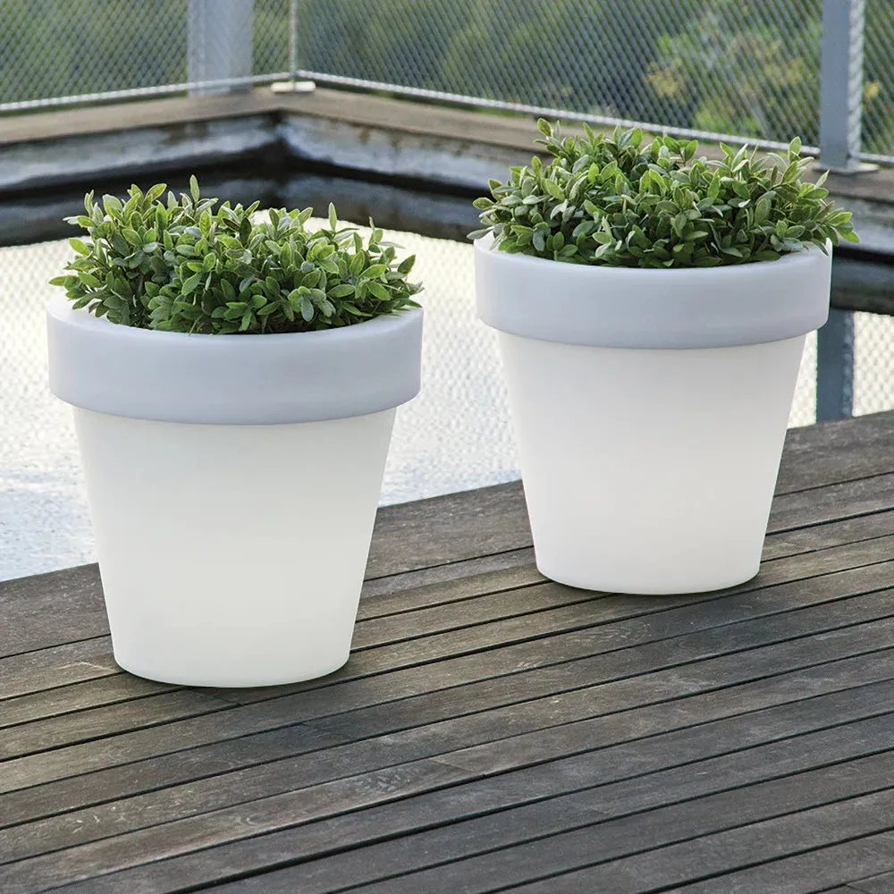 Vaso Led luminoso decorativo da giardino 1W RGBW 35,5×32,5 cm IP54 a batteria 1 lampada V-TAC