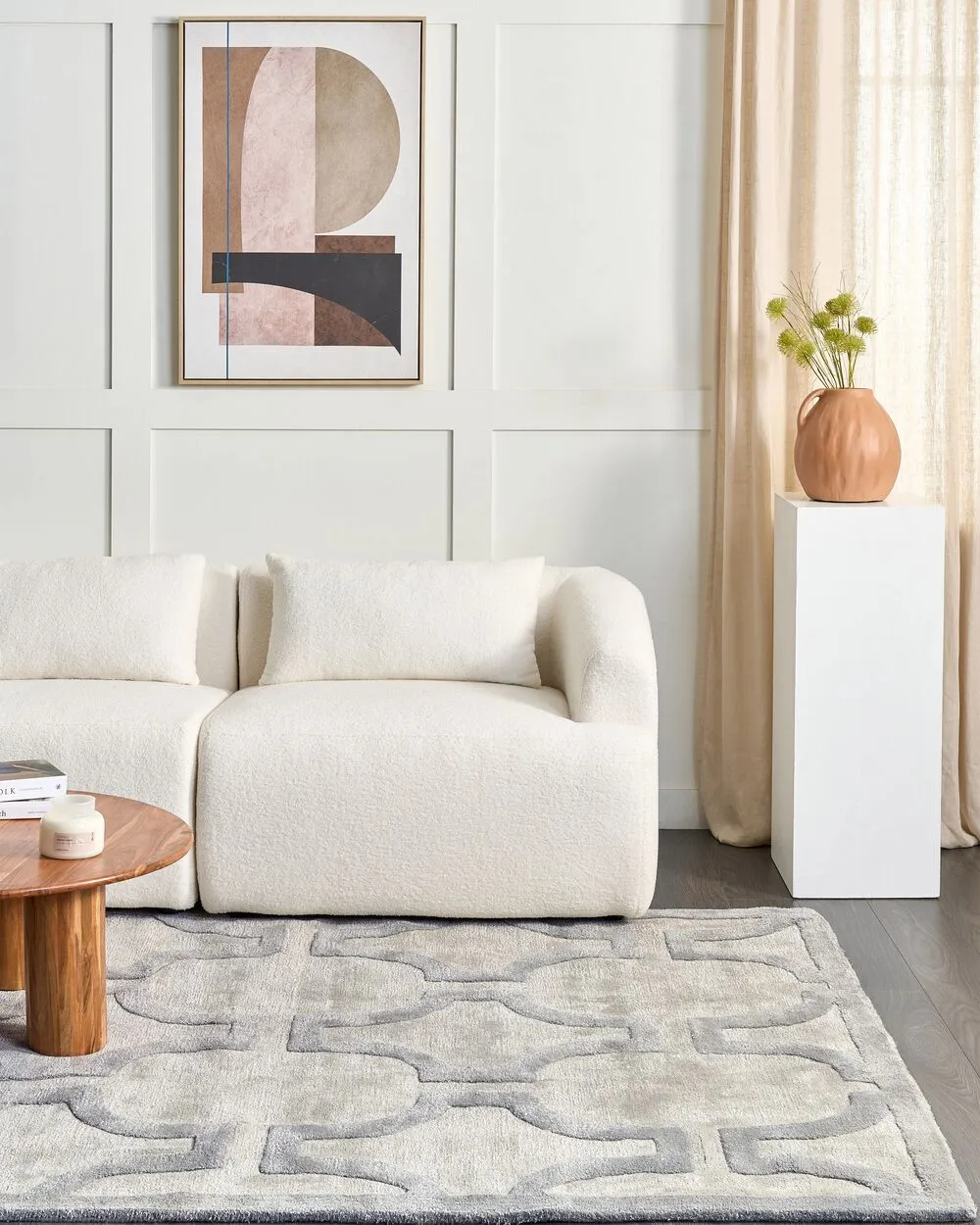 Viscose Area Rug 160 x 230 cm Beige and Grey GWANI