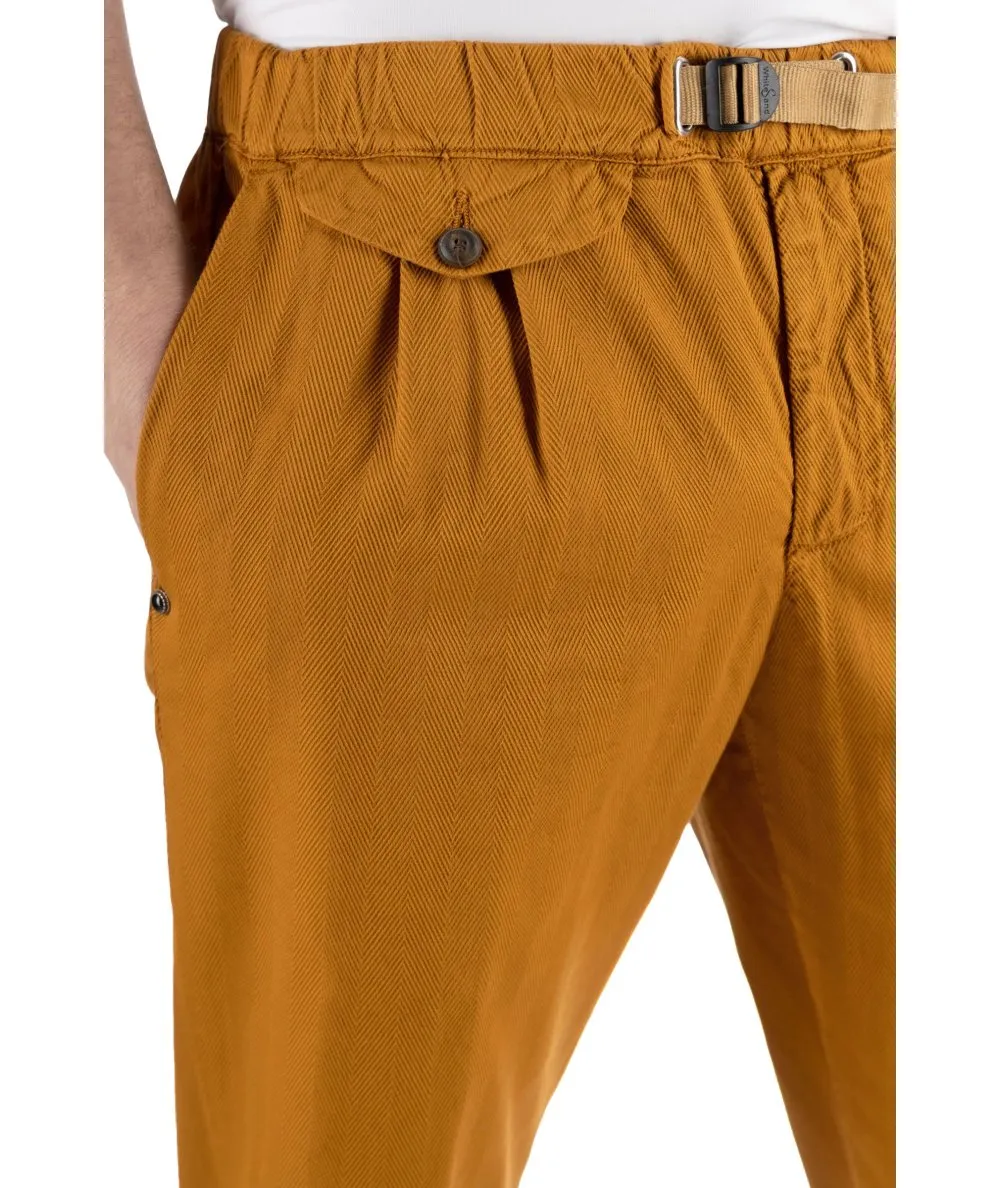 WHITE SAND--Pantalone con pence e coulisse Brad