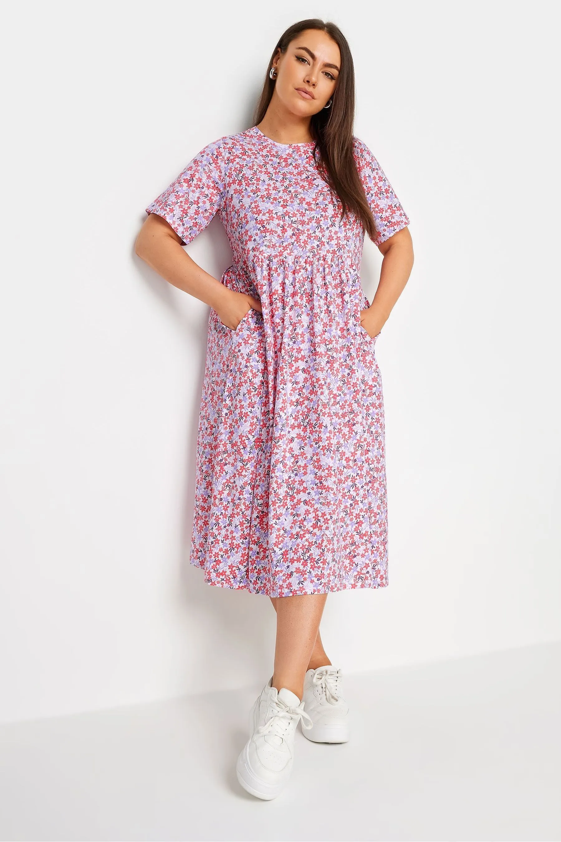 Yours Curve Abstract Print Pure 100% Cotton Midaxi Dress    