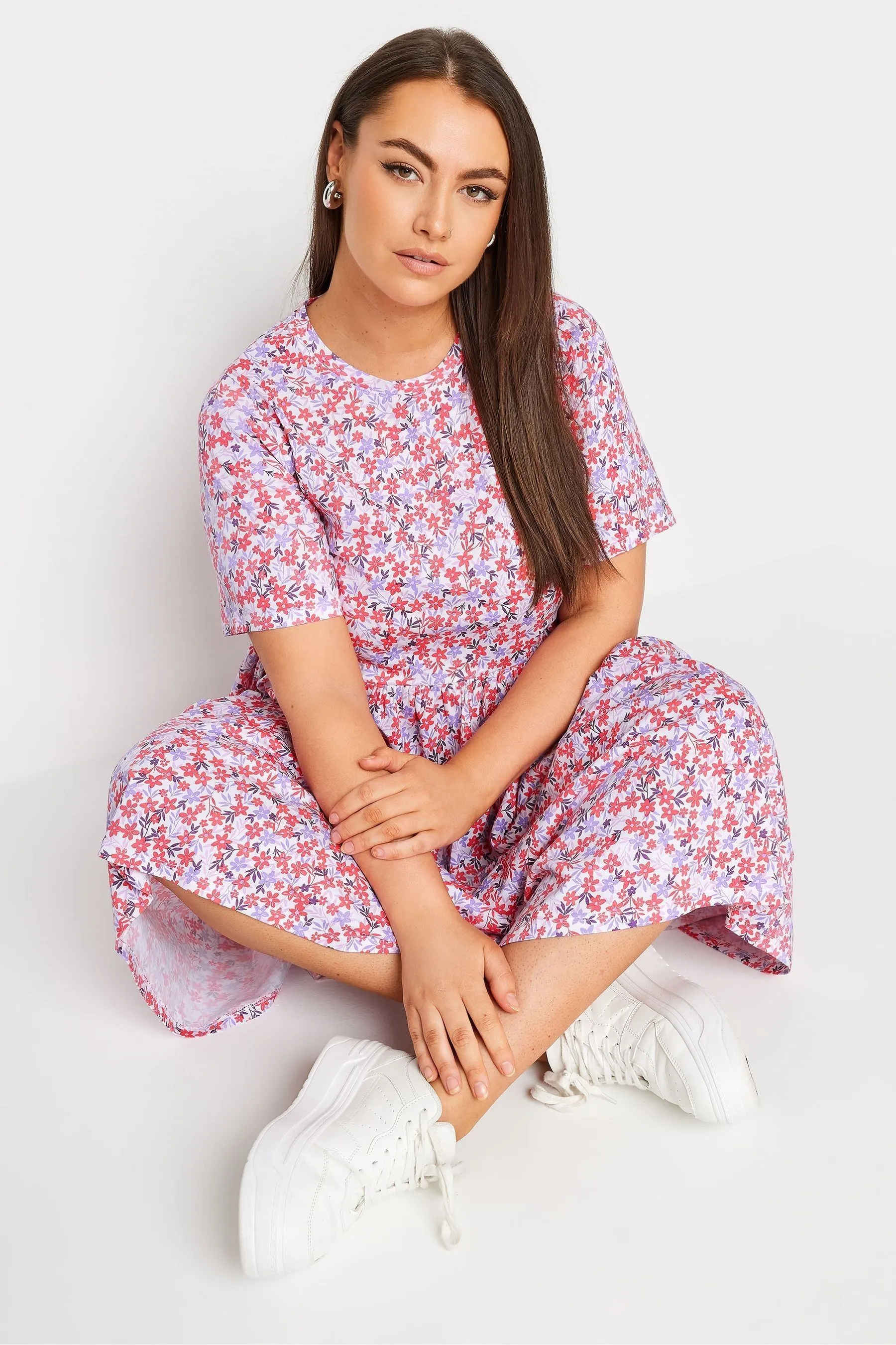 Yours Curve Abstract Print Pure 100% Cotton Midaxi Dress    
