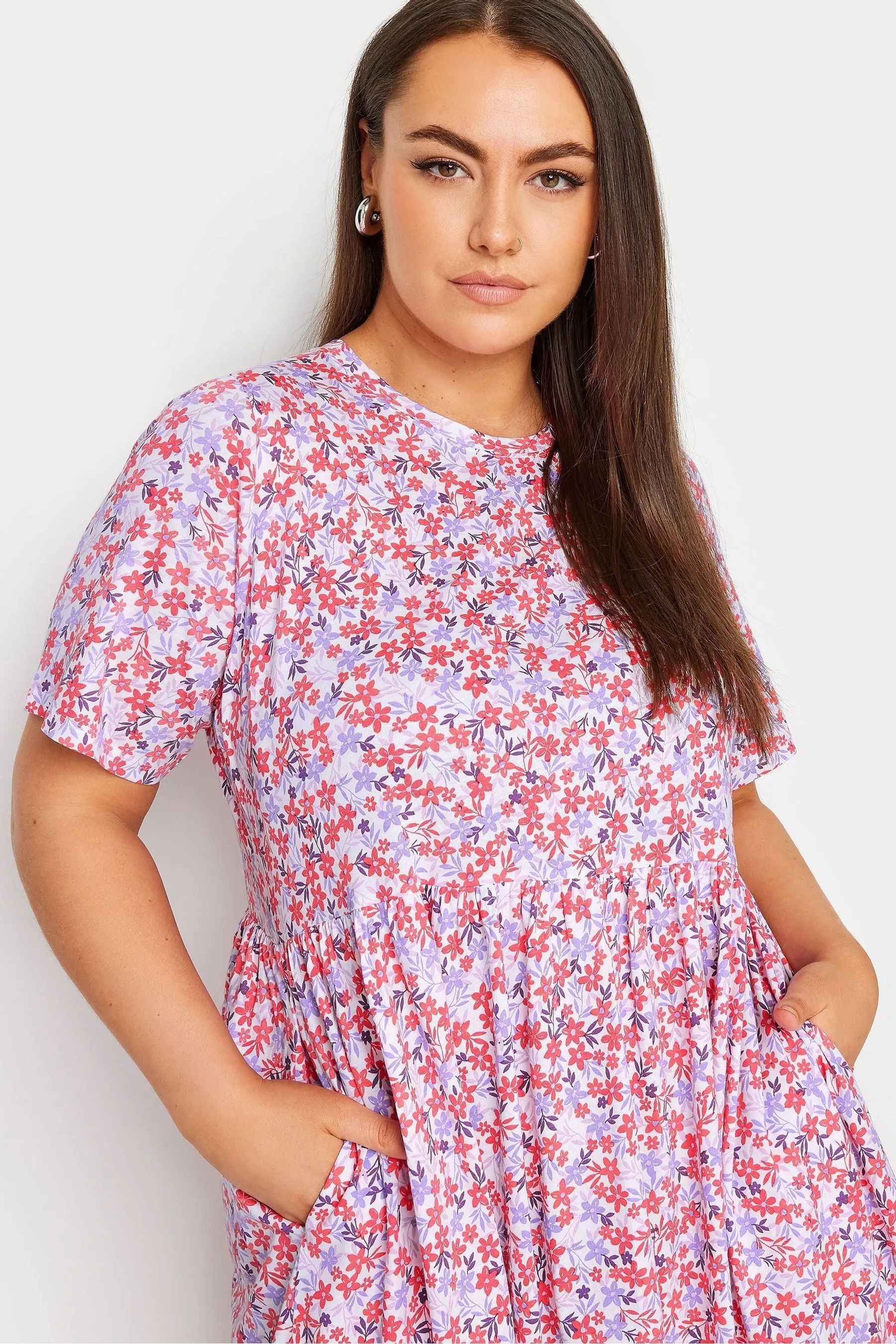 Yours Curve Abstract Print Pure 100% Cotton Midaxi Dress    