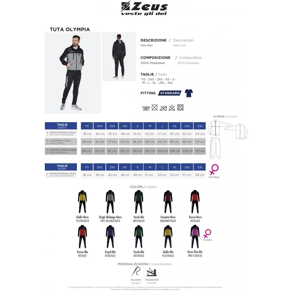 ZEUS - TUTA OLYMPIA - UOMO - VERDE BLU - T/OLYMPIA/VB